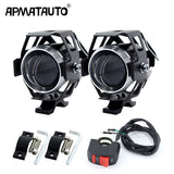 2PCS White Motorcycle Auxiliary U5 Lamp Headlights 12V