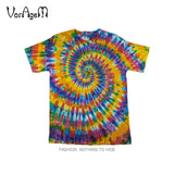Men's Summer Handmade Tie Dye T Shirt Fashion Spiral Star Ray Colorful Tops  Hipster Skateboard Streetwear Male 100% Cotton Tees