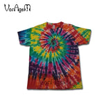 Men's Summer Handmade Tie Dye T Shirt Fashion Spiral Star Ray Colorful Tops  Hipster Skateboard Streetwear Male 100% Cotton Tees