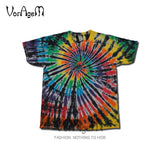 Men's Summer Handmade Tie Dye T Shirt Fashion Spiral Star Ray Colorful Tops  Hipster Skateboard Streetwear Male 100% Cotton Tees