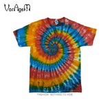 Men's Summer Handmade Tie Dye T Shirt Fashion Spiral Star Ray Colorful Tops  Hipster Skateboard Streetwear Male 100% Cotton Tees