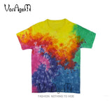 Men's Summer Handmade Tie Dye T Shirt Fashion Spiral Star Ray Colorful Tops  Hipster Skateboard Streetwear Male 100% Cotton Tees