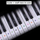 Piano Sticker Transparent Piano Keyboard Sticker 54/61/88 Key Electronic Keyboard 88 Key Piano Stave Note Sticker For Piano Keys