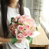 YO CHO Artificial Wedding Bouquet of Pink Roses for Bridesmaids