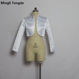 Mingli Tengda Stain Long Sleeve Wedding Bolero Bridal Jacket Red/Black Jacket Bridal Coat Wraps Women Capes Bolero Casamento