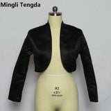 Mingli Tengda Stain Long Sleeve Wedding Bolero Bridal Jacket Red/Black Jacket Bridal Coat Wraps Women Capes Bolero Casamento