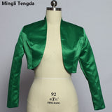 Mingli Tengda Stain Long Sleeve Wedding Bolero Bridal Jacket Red/Black Jacket Bridal Coat Wraps Women Capes Bolero Casamento
