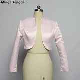 Mingli Tengda Stain Long Sleeve Wedding Bolero Bridal Jacket Red/Black Jacket Bridal Coat Wraps Women Capes Bolero Casamento