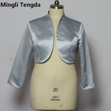 Mingli Tengda Stain Long Sleeve Wedding Bolero Bridal Jacket Red/Black Jacket Bridal Coat Wraps Women Capes Bolero Casamento