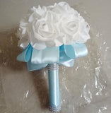 Rose Bridesmaid Wedding Foam flowers Rose Bridal bouquet Ribbon