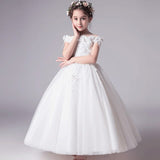Romantic Flower Girl Wedding Bridesmaid Dress 2019 New Bead Decoration Long Lace Dress Flower Girl Party Dress