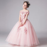 Romantic Flower Girl Wedding Bridesmaid Dress 2019 New Bead Decoration Long Lace Dress Flower Girl Party Dress