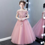 Romantic Flower Girl Wedding Bridesmaid Dress 2019 New Bead Decoration Long Lace Dress Flower Girl Party Dress