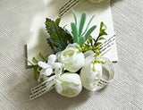 YO CHO White Rose Silk Flower Cuff Bracelet for Bridesmaid