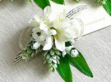 YO CHO White Rose Silk Flower Cuff Bracelet for Bridesmaid
