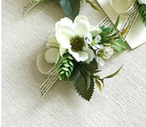 YO CHO White Rose Silk Flower Cuff Bracelet for Bridesmaid