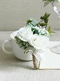 YO CHO White Rose Silk Flower Cuff Bracelet for Bridesmaid
