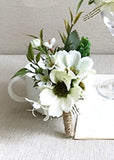 YO CHO White Rose Silk Flower Cuff Bracelet for Bridesmaid
