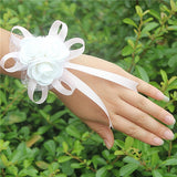 10piece/lot Most Popular PE Flowers Corsage Wedding Wrist Band Boutonniere Custom Made White 3 Rose Ribbon Wrist Flowers  SW003