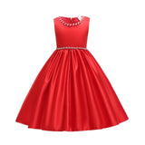 Flower Girl's High-End Silk Satin Dress for Wedding