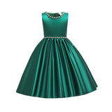Flower Girl's High-End Silk Satin Dress for Wedding