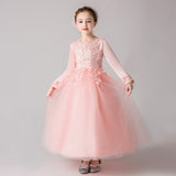 Flower Girl Party Banquet Fall and Winter Knitted Wool Dresses Floor Length Girls Pageant Dresses Wedding Party Dress vestidos