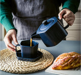 Nordic simplified pottery teapot coffee making kettle cup and saucer