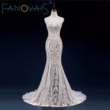 Vintage Lace Mermaid Wedding Dress Turkey Vestido de Novia Sequin Lace Sheer Bridal Gowns Robe mariee 2019 gelinlik casamento