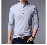 New Fashion Brand Clothing Polo Shirt Mens Long Sleeve Slim Fit Boys Mandarin