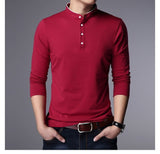 New Fashion Brand Clothing Polo Shirt Mens Long Sleeve Slim Fit Boys Mandarin