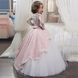 High-end Wedding Dress Elegant Girls' Flower-lace Banquet Dress