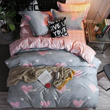 Solstice Cartoon Pink Love symbol Bedding Sets 3/4pcs Children's Boy Girl And Adult Bed Linings Duvet Cover Bed Sheet Pillowcase
