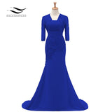 Three Quarters Sleeves Champagne Mermaid Lace Formal Evening Dress With Jacket Mother Of Bride Gown For Wedding Party SL-M002