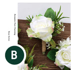 YO CHO White Silk Rose Wrist Corsage for Guests