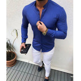 Linen Cotton Button Long Sleeve Slim Fitness Shirt Slim Fit Casual Male Shirts Pure Color Blouse Tops