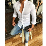 Linen Cotton Button Long Sleeve Slim Fitness Shirt Slim Fit Casual Male Shirts Pure Color Blouse Tops