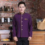 Hotel Work Clothing Spring and Autumn Long Sleeve Black Single Breasted Waiter Coat+Apron Set Restaurant Waitress Thick Uniforms