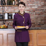 Hotel Work Clothing Spring and Autumn Long Sleeve Black Single Breasted Waiter Coat+Apron Set Restaurant Waitress Thick Uniforms