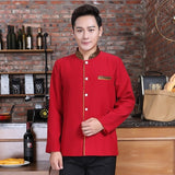 Hotel Work Clothing Spring and Autumn Long Sleeve Black Single Breasted Waiter Coat+Apron Set Restaurant Waitress Thick Uniforms