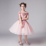 Romantic Flower Girl Wedding Bridesmaid Dress 2019 New Bead Decoration Long Lace Dress Flower Girl Party Dress