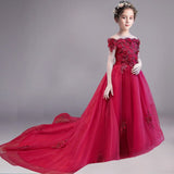Romantic Flower Girl Wedding Bridesmaid Dress 2019 New Bead Decoration Long Lace Dress Flower Girl Party Dress