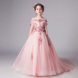 Romantic Flower Girl Wedding Bridesmaid Dress 2019 New Bead Decoration Long Lace Dress Flower Girl Party Dress