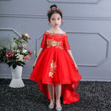 Romantic Flower Girl Wedding Bridesmaid Dress 2019 New Bead Decoration Long Lace Dress Flower Girl Party Dress
