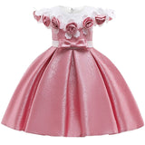 New Style Girl Wedding Party One-character Shoulder Nail Pearl Flower Banquet Ball Dress