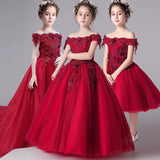 Romantic Flower Girl Wedding Bridesmaid Dress 2019 New Bead Decoration Long Lace Dress Flower Girl Party Dress