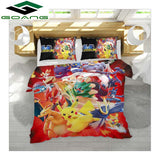 GOANG bedding set 3d digital printing Cartoon Pikachu bed sheet duvet cover pillow 3pcs kids bedding set home textiles pokemon