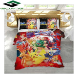 GOANG bedding set 3d digital printing Cartoon Pikachu bed sheet duvet cover pillow 3pcs kids bedding set home textiles pokemon