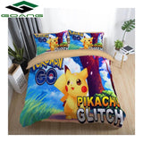 GOANG bedding set 3d digital printing Cartoon Pikachu bed sheet duvet cover pillow 3pcs kids bedding set home textiles pokemon