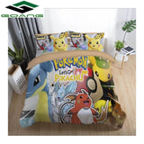 GOANG bedding set 3d digital printing Cartoon Pikachu bed sheet duvet cover pillow 3pcs kids bedding set home textiles pokemon