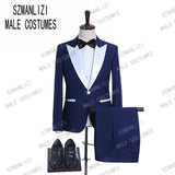 New Doublue Breasted Suit Men Terno Masculino Men Suits Tuxedo Prom Party Suits Floral Wedding Groom Suit